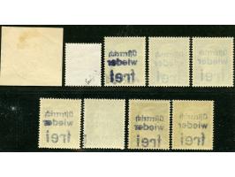 1945, Lokalausgaben Leoben und Dorfstetten : Wiener Buchdruckaufdruck auf den Hitler-Freimarken zu 25, 30, 42, 50 und 80 Pf. 