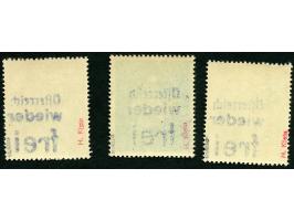1945, Lokalausgabe Dorfstetten : Wiener Buchdruckaufdruck in blau auf Albertina und Tiroler Landesschiessen, alle drei Werte 