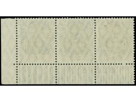 1920, Hochovalaufdruck 75 Pfg. blaugrün/braunschwarz, waagerechter Dreierstreifen vom unteren rechten Eckrand mit Aufdruck-HA