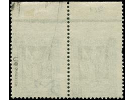 1920, I. Sarg-Ausgabe 15 Pfg. schwärzlichgraugrün, waagerechtes Oberrandpaar mit Abart “oben ungezähnt”, sauber ungebraucht, 