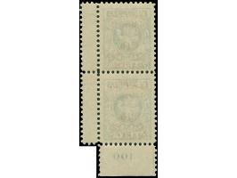 1923, Freimarke, 10 M. auf 5 C. grünlichblau, senkrechtes Paar aus der rechten unteren Bogenecke (kleiner Teil des Randes feh