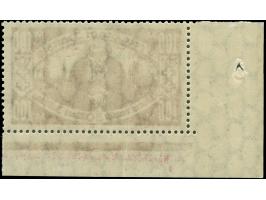 1923, Kleinrentnerhilfe 100 + 30 M. lebhaftlilabraun, linke untere Bogenecke mit Plattenfehler “linke Krone rechts unten gebr