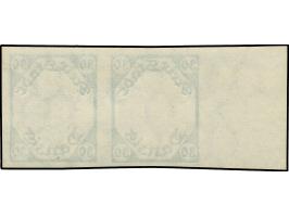 1921, Kleines Staatswappen 30 Pfg., ungezähnter Phasendruck nur des Rahmens in dunkelviolettultramarin, waagerechtes Paar mit