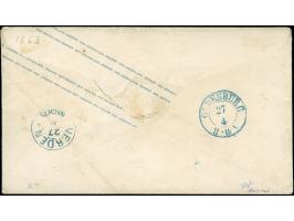 1862, Umschlag 2 Gr. ultramarin im Format 184x84 mm, kurze Gummierung, gebraucht mit blauem Rahmenstempel “ESENSHAMM 27.1." v