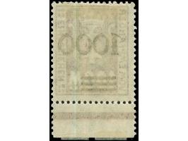 1923, Nicht ausgegeben: Kleines Wappen 1000 auf 100 M., glänzender Aufdruck, Unterrandstück, sauber ungebraucht, tadellos, Fo