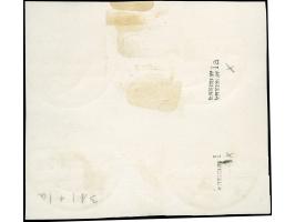 1920, Freimarke 4 m. auf 2 Fr. auf GC-Papier mit Aufdruckfehler „Querbalken der Wertziffer 4 verdickt“ auf der oberen Marke e