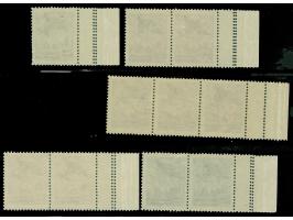 1942, Flugpost 2 auf 2 Din. - 20 auf 30 Din., je mit links kleinem Leerfeld, bis auf 4 auf 4 Din. alle in waagerechten Paaren