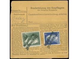 “Bismarck / Kreis Heydekrug”, Notzweizeiler auf beidseitig mit 25 Pfg. und 3 x 1 RM. Hitler frankierter Paketkarte nach Weser