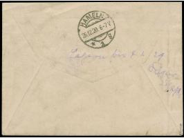 1920, Freimarke 30 pf. auf 30 C. , GC-Papier, senkrechtes Zwischenstegpaar und Einzelmarke mit Stempel “RUSS MEMELGEBIET 23.1