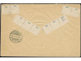 1923, Freimarken 25 M. auf 25 C. grünlichblau, doppelter Aufruck - einmal schwächer in Mischfrankatur mit 10 auf 2 Mark (2), 
