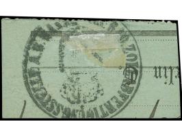 1898, Krone/Adler 50 Pfg. lebhaftrötlichbraun, Mischfrankatur mit 5 Pfg. lebhaftopalgrün mit Diagonalaufdruck, gestempelt “SH