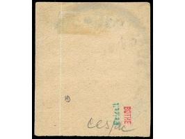 1900/02, Petschili Germania 50 Pfg. dunkelbräunlichlila/rotschwarz auf mattbraunorange, mit Plattenfehler “obere Randlinie na