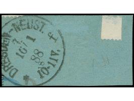 1884, Innendienst 2 M. mittelrosalila, waagerechtes Paar mit Plattenfehler “große Unterbrechung in der Guilloche unten links”