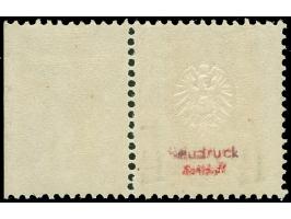 1884, Pfennig 1 ¼ P. auf 25 Pfg. orangebraun, Nachdruck, rechtes Seitenrandstück mit Plattenfehler “Erstes N in Pfennig durch