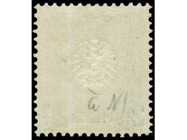 1884, Pfennig 2 ½ P. auf 50 Pfg oliv, Nachdruck, mit Plattenfehler “aufgebrochene Spitze Mitte oben”, sauber ungebraucht, tad