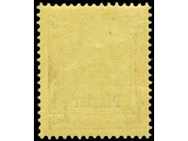1900, Aufdrucktype I 1 ¼ Pia. auf 25 Pfg. rötlichorange/gelbschwarz auf hellgelb, mit Plattenfehler “blasenförmiger weißer Fl