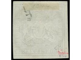 1873, 70 Kr. braunlila, Bogenfeld 4, farbfrisch, knapp- bis breitrandig geschnitten, links und oben mit praktisch kompletten 