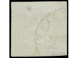 1873, 70 Kr. braunlila, Bogenfeld 3, farbfrisch, dreiseitig breitrandig geschnitten, oben und rechts mit vollständiger Trennu