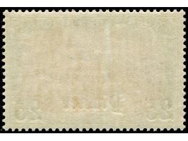 1905, Germania o.Wz. 25 Pia. auf 5 M. grünschwarz/dunkelkarmin gelblichrot leuchtend, postfrisch, Mittelstück oxidiert, sonst