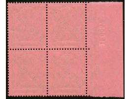 1908, Diagonalaufdruck 100 C. auf 80 Pfg. dunkelrötlichkarmin/schwarz auf mattrosarot, Viererblock mit linkem Seitenrand und 
