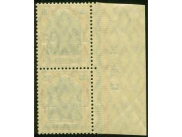 1905/13, Germania mit Wz. 1 ¼ Pia. auf 25 Pfg. dunkelrötlichorange/gelbschwarz auf hellgelb, senkrechtes Paar mit linkem Boge