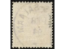 1893, Krone/Adler 10 Pfg. mittelkarminrot, ocker quarzend, sauber gestempelt “DAR-ES-SALAAM 1/8 94”, Eckzahnmangel rechts obe