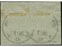 1893, Krone/Adler 20 Pfg. lebhaftgrauultramarin, waagerechtes Paar, sauber gestempelt “BAGAMOYO 26/7 93” auf Briefstück, tade