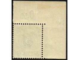 1893, waagerechter Aufdruck 15,4 mm breit 3 P. auf 5 Pfg. opalgrün, linke obere Bogenecke, postfrisch, Falzreste im Oberrand,