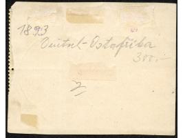 1893, waagerechter Aufdruck 15,4 mm breit 5 P. auf 10 Pfg. mittelrot, ocker quarzend, Sechserblock, sauber gestempelt “DEUTSC