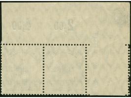 1905/19, Kaiseryacht mit Wz. Friedensdruck 20 Pfg. lilaultramarin, waagerechtes Oberrandpaar, links mit Leerfeld in Markengrö