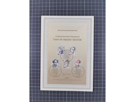 1988, Frauen der Geschichte 9 verschiedene Eckrandviererblöcke mit Sonderstempel und Formnummer, dazu 6x Viererblöcke meist O